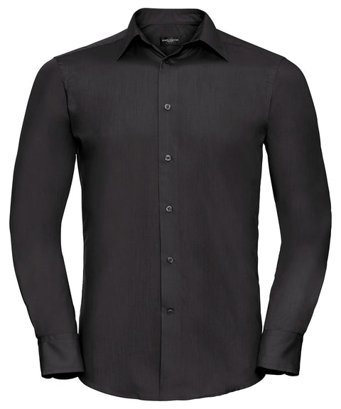 Long sleeve polycotton easycare fitted poplin shirt