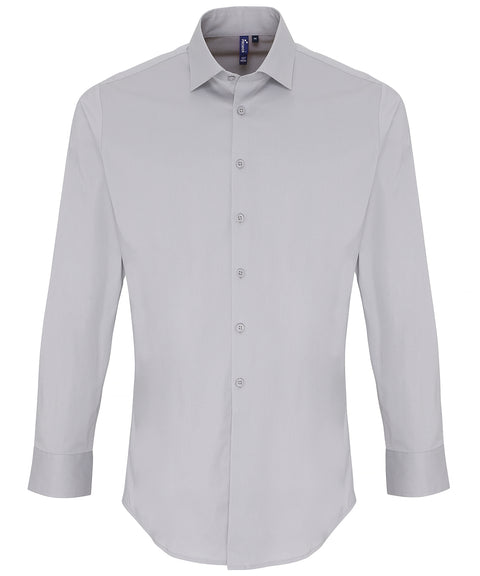 Stretch fit cotton poplin long sleeve shirt