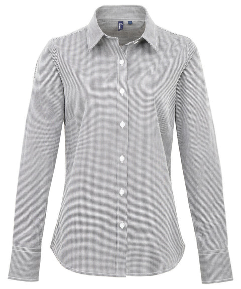 Women's Microcheck (Gingham) long sleeve cotton shirt