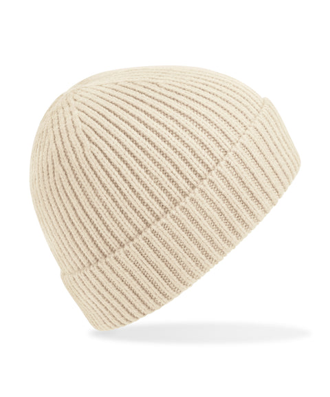 Engineered knit ribbed beanie