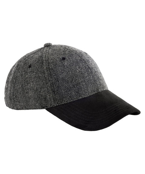 Suede peak herringbone cap