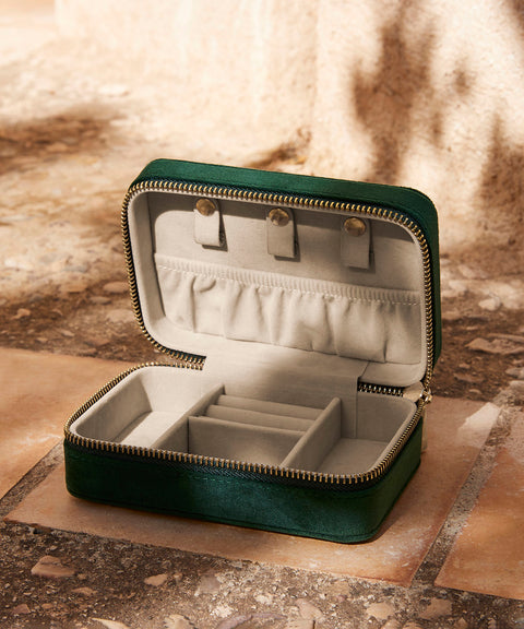Velvet travel jewellery box