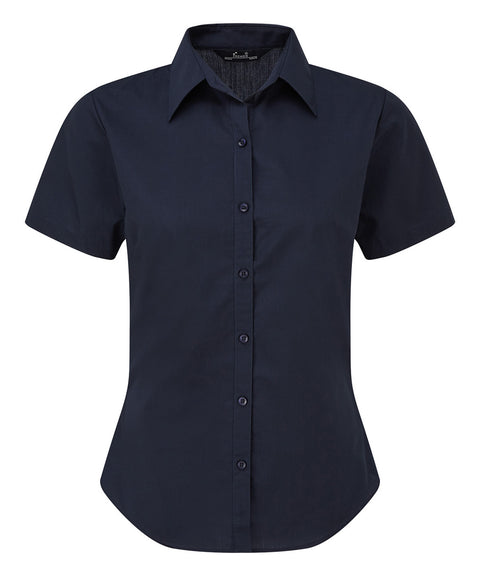 Women's short sleeve poplin blouse