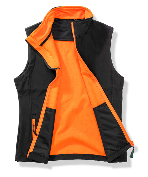 Womens printable softshell bodywarmer with recycled fleece inner