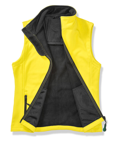 Womens printable softshell bodywarmer with recycled fleece inner