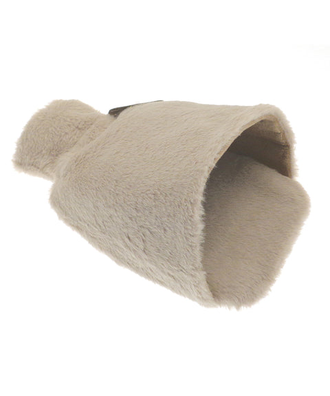 Luxury foot hot water bottle and cover in plush faux fur